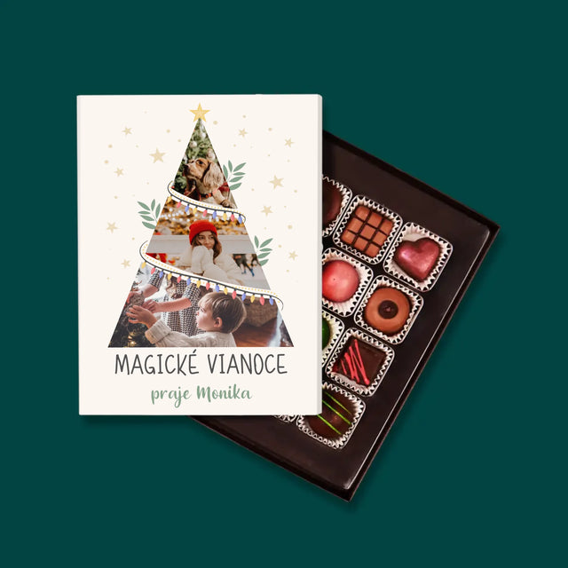 Fotokoláž: Magické Vianoce Stromček - Pralinky