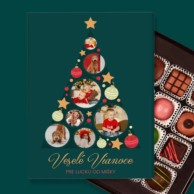 Fotokoláž: Stromček Vianočné Gule - Pralinky