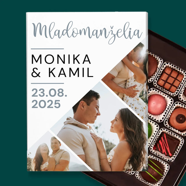Fotokoláž: Mladomanželia - Pralinky