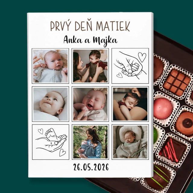 Fotokoláž: Prvý Deň Matiek Kresby - Pralinky