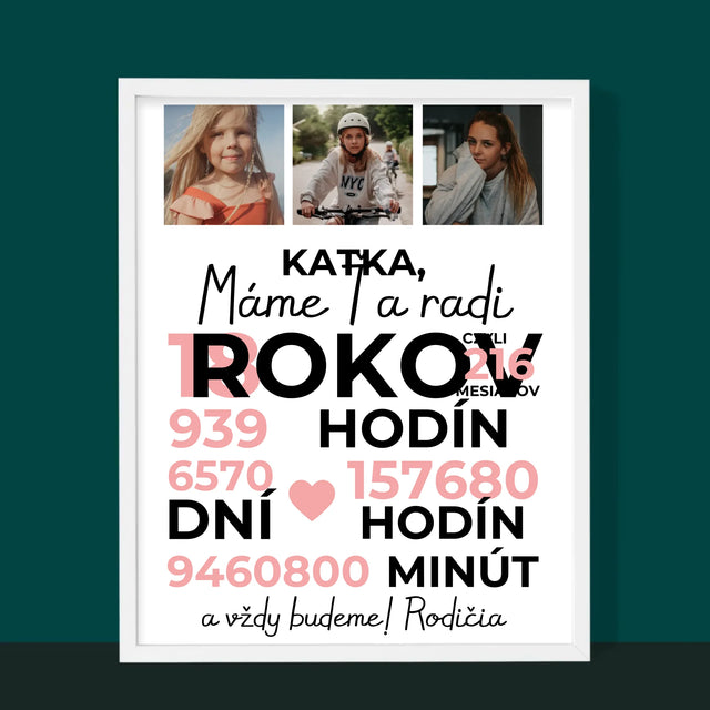 Fotokoláž: Máme Ťa Radi 18 Rokov - Zarámováná Tlač 30X40 (Vertikálne)