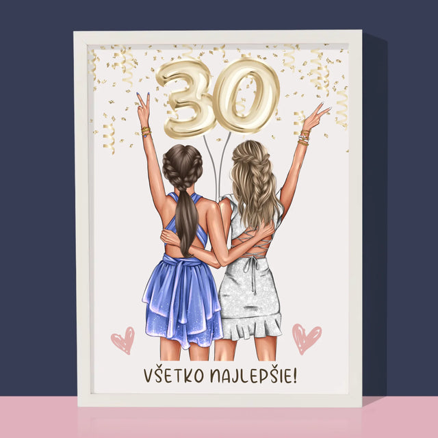 Tvorenie Postavy: Kamarátky Tridsiatka - Zarámováná Tlač 30X40 (Vertikálne)
