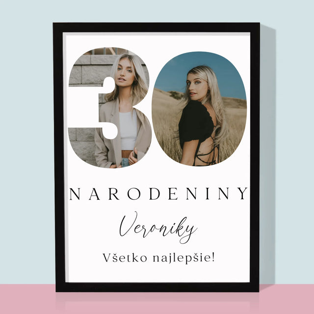 Slovo Z Fotografií: 30. Narodeniny Podpis - Zarámováná Tlač 30X40 (Vertikálne)