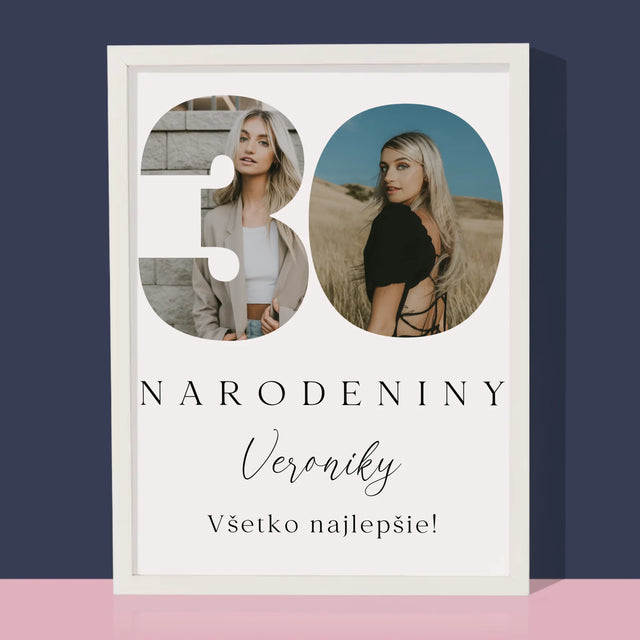 Slovo Z Fotografií: 30. Narodeniny Podpis - Zarámováná Tlač 30X40 (Vertikálne)