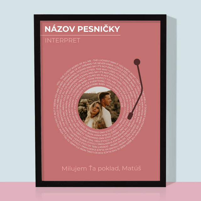 Fotografia A Podpis: Naša Pesnička Vinylová Platňa - Zarámováná Tlač 30X40 (Vertikálne)