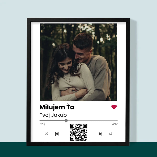 Fotografia A Podpis: Spotify S Qr Kódom - Zarámováná Tlač 30X40 (Vertikálne)