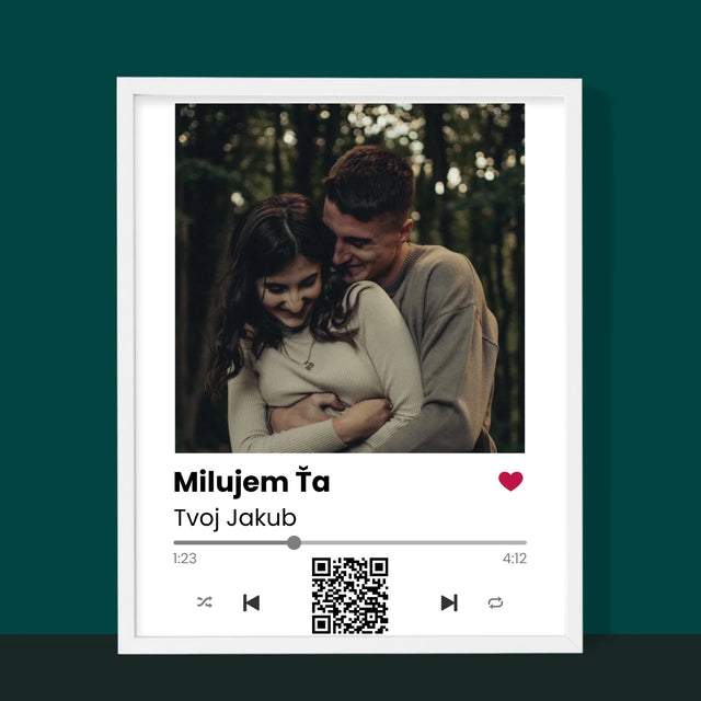 Fotografia A Podpis: Spotify S Qr Kódom - Zarámováná Tlač 30X40 (Vertikálne)