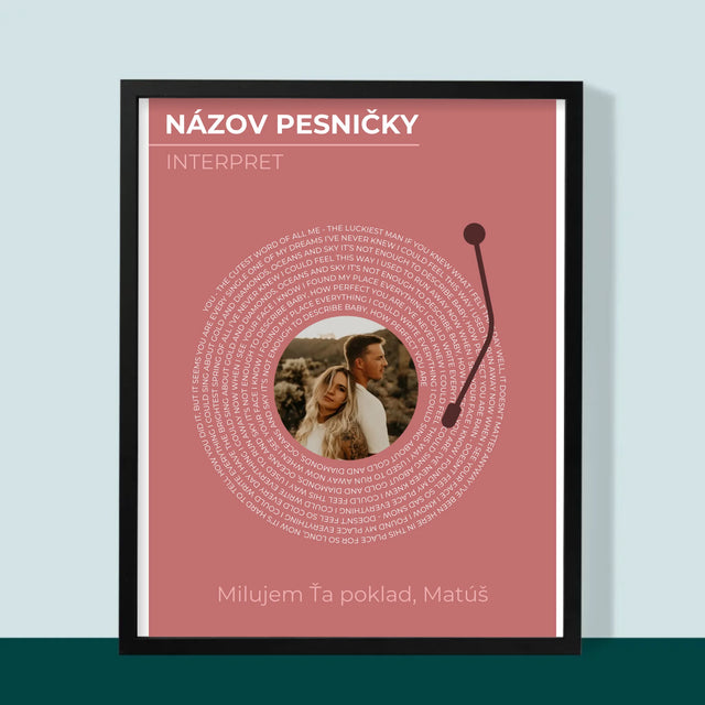 Fotografia A Podpis: Naša Pesnička Vinylová Platňa - Zarámováná Tlač 30X40 (Vertikálne)