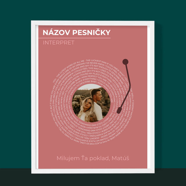 Fotografia A Podpis: Naša Pesnička Vinylová Platňa - Zarámováná Tlač 30X40 (Vertikálne)