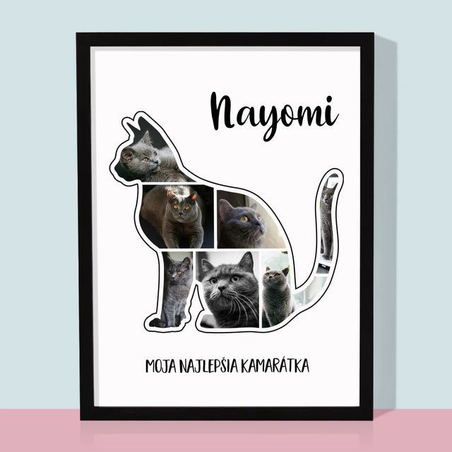 Tvar Z Fotografií: Mačka Najlepšia Kamarátka - Zarámováná Tlač 30X40 (Vertikálne)