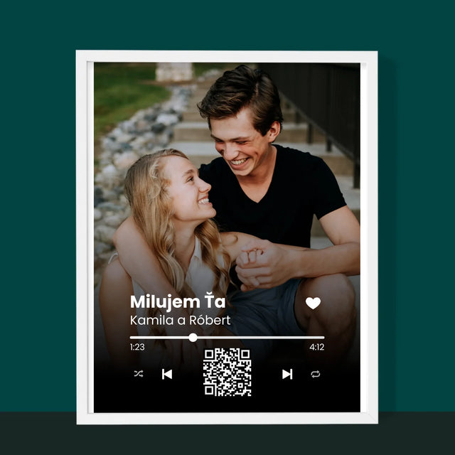 Fotografia A Podpis: Vaša Pesnička Qr Kód - Zarámováná Tlač 30X40 (Vertikálne)