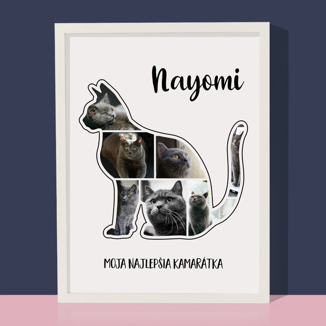 Tvar Z Fotografií: Mačka Najlepšia Kamarátka - Zarámováná Tlač 30X40 (Vertikálne)