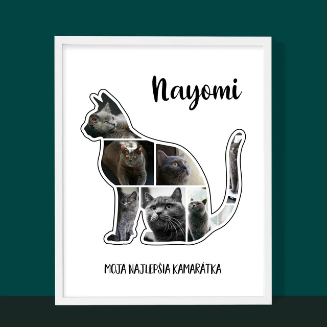 Tvar Z Fotografií: Mačka Najlepšia Kamarátka - Zarámováná Tlač 30X40 (Vertikálne)