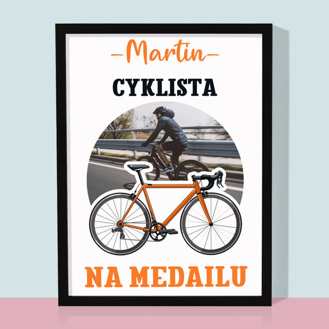 Fotografia A Podpis: Cyklista Na Medailu - Zarámováná Tlač 30X40 (Vertikálne)