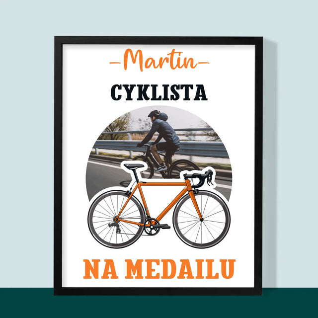 Fotografia A Podpis: Cyklista Na Medailu - Zarámováná Tlač 30X40 (Vertikálne)