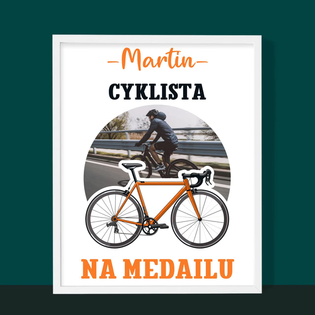 Fotografia A Podpis: Cyklista Na Medailu - Zarámováná Tlač 30X40 (Vertikálne)