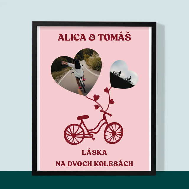 Fotokoláž: Láska Na Dvoch Kolesách - Zarámováná Tlač 30X40 (Vertikálne)