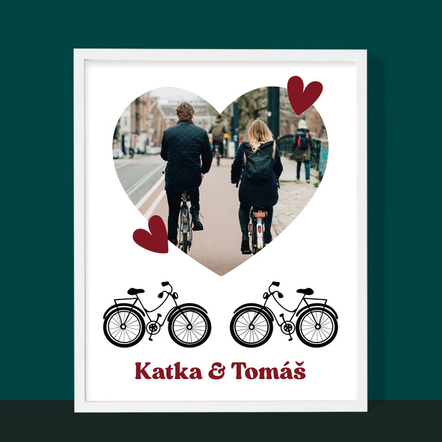 Fotografia A Podpis: Cyklistický Pár - Zarámováná Tlač 30X40 (Vertikálne)