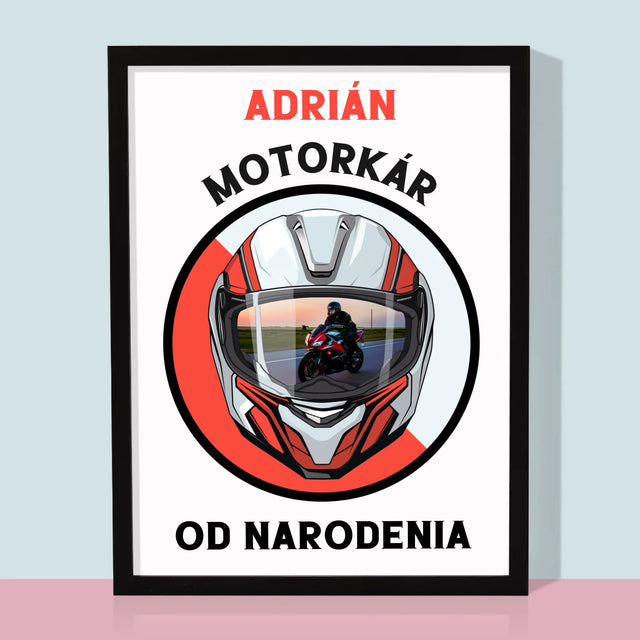 Fotografia A Podpis: Motorkár Od Narodenia - Zarámováná Tlač 30X40 (Vertikálne)