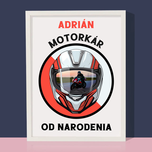 Fotografia A Podpis: Motorkár Od Narodenia - Zarámováná Tlač 30X40 (Vertikálne)