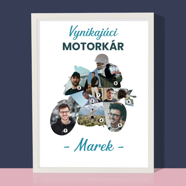 Tvar Z Fotografií: Vynikajúci Motorkár - Zarámováná Tlač 30X40 (Vertikálne)