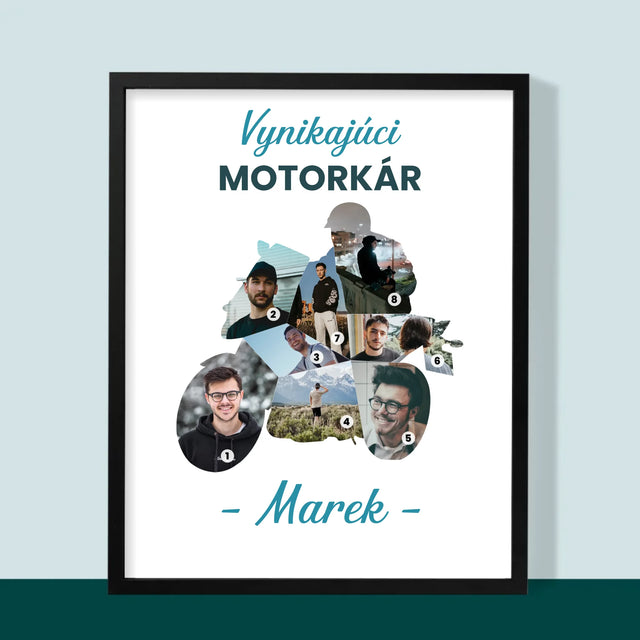 Tvar Z Fotografií: Vynikajúci Motorkár - Zarámováná Tlač 30X40 (Vertikálne)