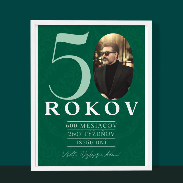 Fotografia A Podpis: 50 Rokov Odpočítavanie - Zarámováná Tlač 30X40 (Vertikálne)