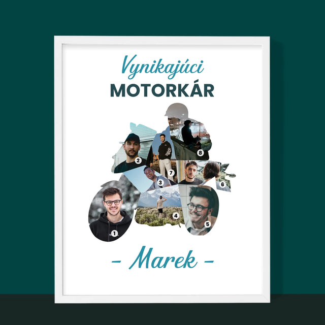 Tvar Z Fotografií: Vynikajúci Motorkár - Zarámováná Tlač 30X40 (Vertikálne)