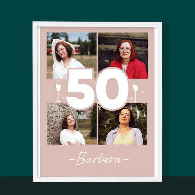 Fotokoláž: 50 Poháriky - Zarámováná Tlač 30X40 (Vertikálne)