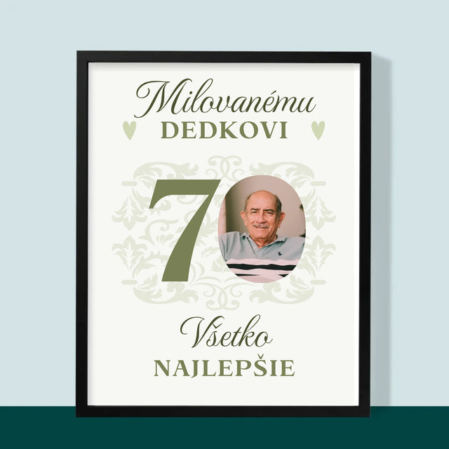 Fotografia A Podpis: Milovanému Dedkovi, Všetko Najlepšie - Zarámováná Tlač 30X40 (Vertikálne)