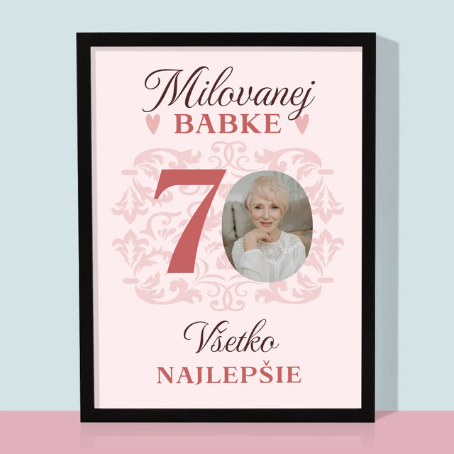 Fotografia A Podpis: Milovanej Babke, Všetko Najlepšie - Zarámováná Tlač 30X40 (Vertikálne)