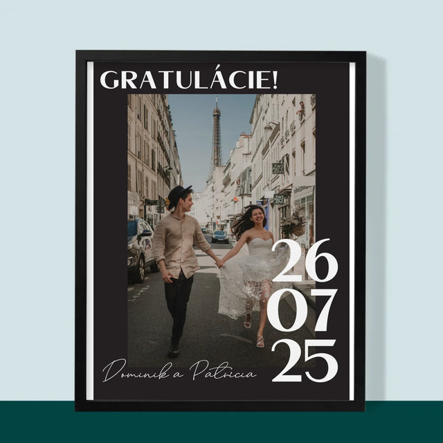 Fotografia A Podpis: Gratulácie K Svadbe - Zarámováná Tlač 30X40 (Vertikálne)