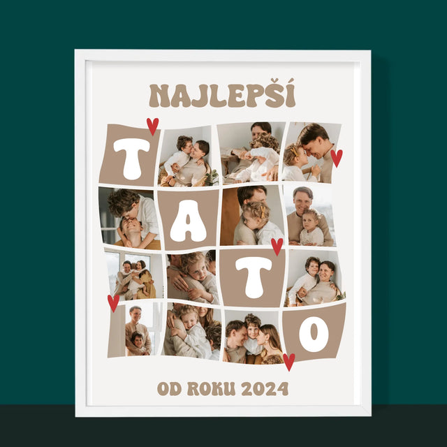 Fotokoláž: Najlepší Tato Dlaždice - Zarámováná Tlač 30X40 (Vertikálne)