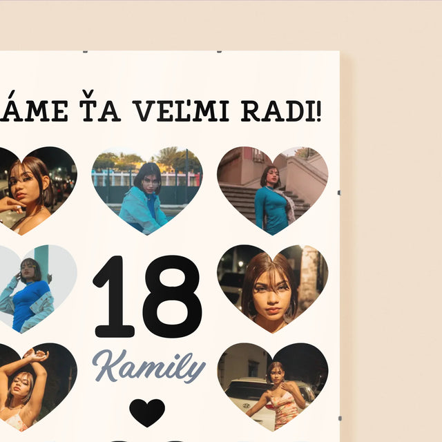 Fotokoláž: 18 Srdcia - Plagát