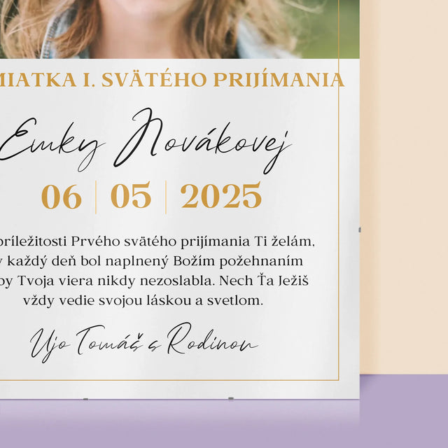 Fotografia A Podpis: Priania Pri Príležitosti Prvého Svätého Prijímania - Plagát
