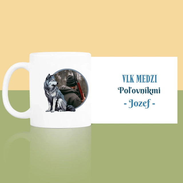Zdjęcie I Podpis: Wilk Wśród Myśliwych - Kubek z Nadrukiem | SK