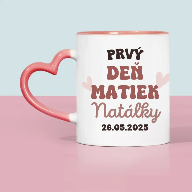 Imię i Podpis: Pierwszy Dzień Mamy Kawa Mleko - Kubek z Nadrukiem | SK