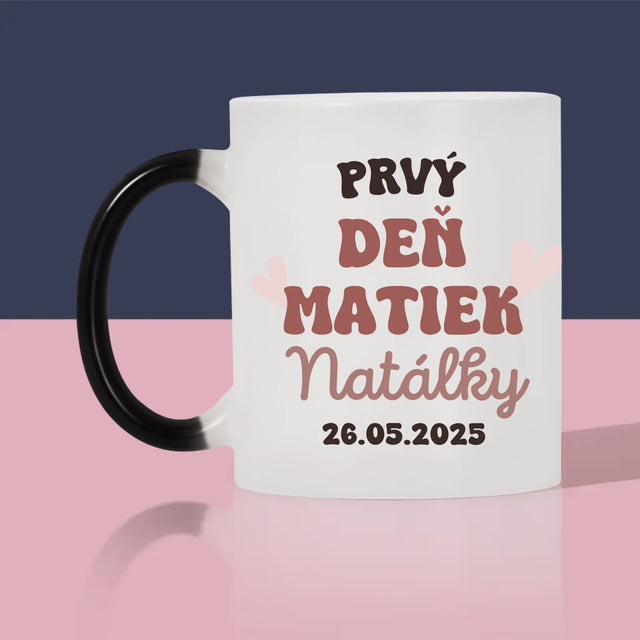 Imię i Podpis: Pierwszy Dzień Mamy Kawa Mleko - Kubek z Nadrukiem | SK