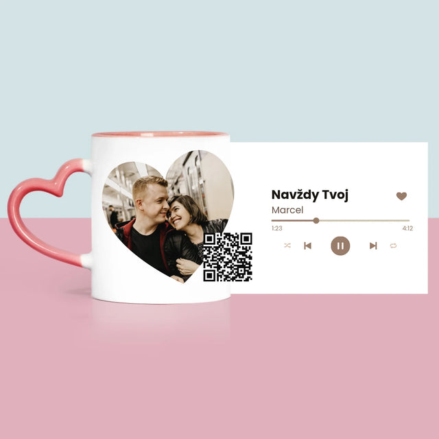 Fotografia A Podpis: Naša Pesnička Srdce Qr Kód - Hrnček