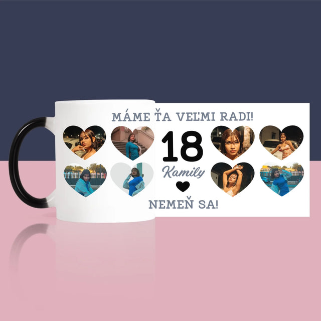 Fotokoláž: 18 Srdcia - Hrnček