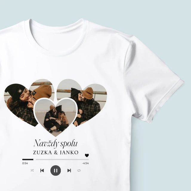 Fotokoláž: Spotify Srdcia - Pánske Tričko