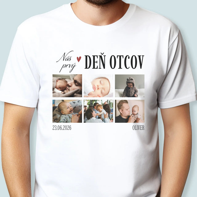 Fotokoláž: Náš Prvý Deň Otcov Srdce - Pánske Tričko