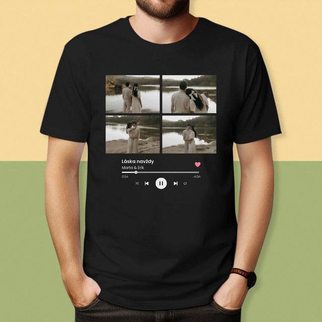 Fotokoláž: Spotify 4 Fotografia - Pánske Tričko