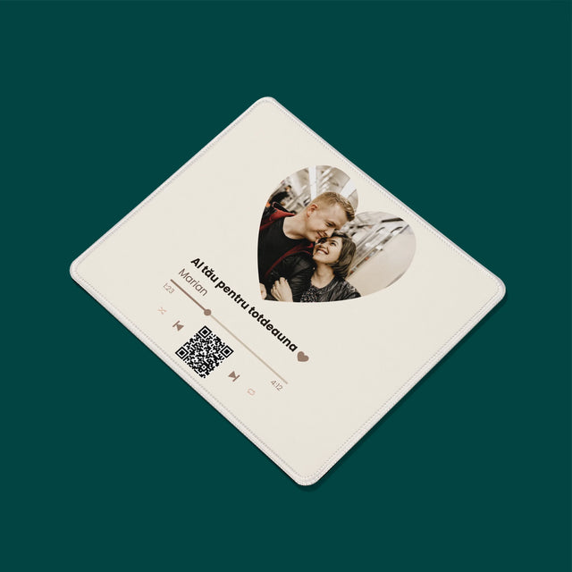 Zdjęcie i Podpis: Nasza Piosenka Serce Kod Qr - Podkładka Pod Myszkę | RO
