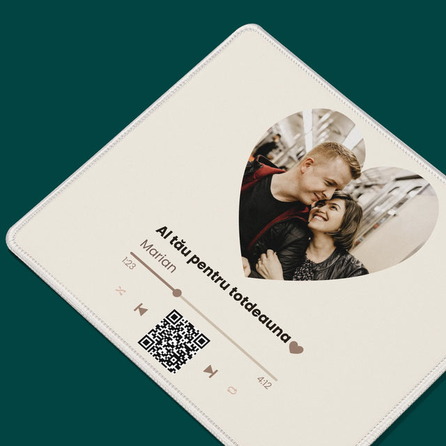 Zdjęcie i Podpis: Nasza Piosenka Serce Kod Qr - Podkładka Pod Myszkę | RO