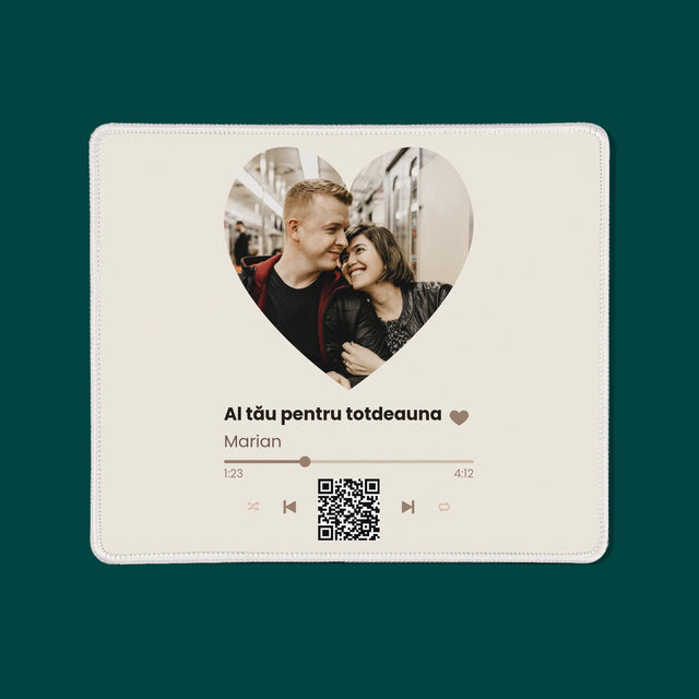 Zdjęcie i Podpis: Nasza Piosenka Serce Kod Qr - Podkładka Pod Myszkę | RO