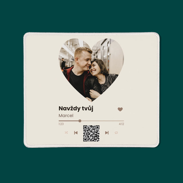 Zdjęcie i Podpis: Nasza Piosenka Serce Kod Qr - Podkładka Pod Myszkę | CZ