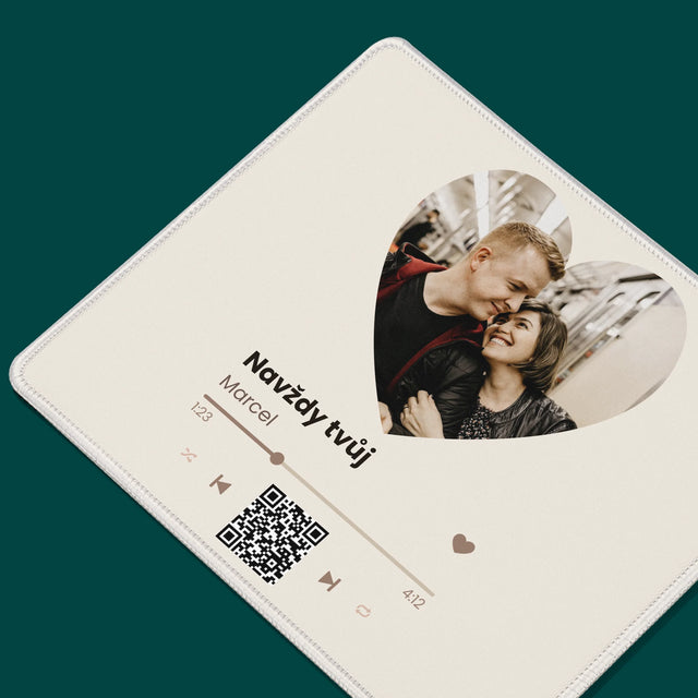 Zdjęcie i Podpis: Nasza Piosenka Serce Kod Qr - Podkładka Pod Myszkę | CZ