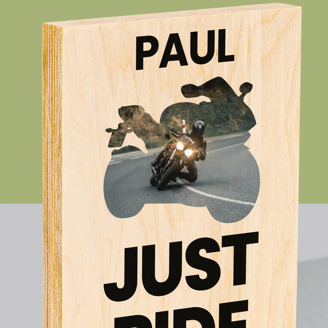 Kształt Ze Zdjęć: Just Ride - Wydruk Na Drewnie | DE