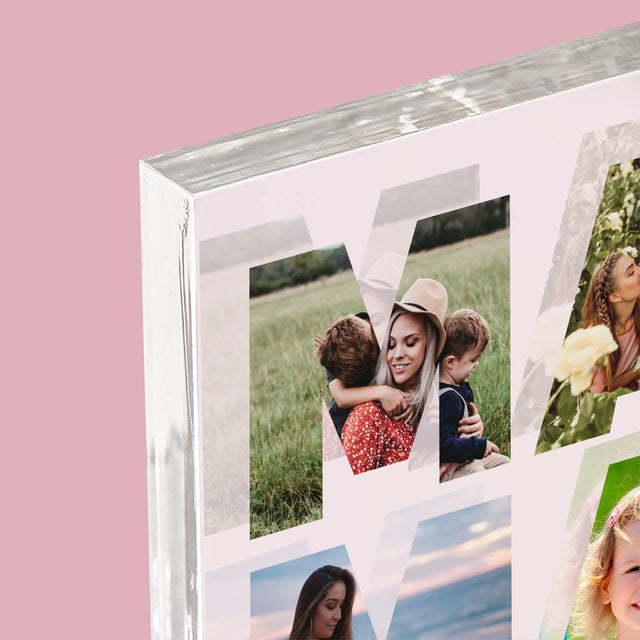 Slovo Z Fotografií: Mama Z Tvojich Fotografií - Akrylový Blok (Vertikálne)